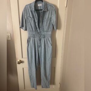 Denim Jumpsuit Cotton Light Blue Wash MNG MANGO Size M